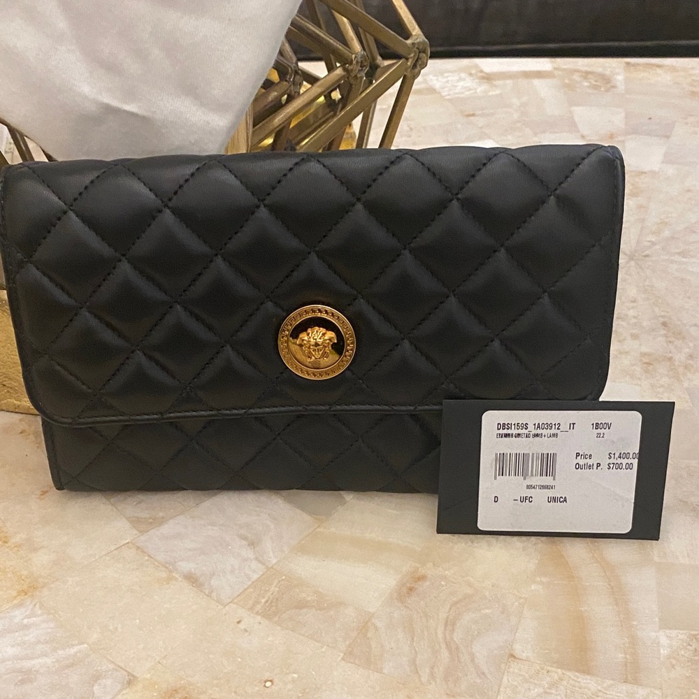 Versace Black Quilted Clutch